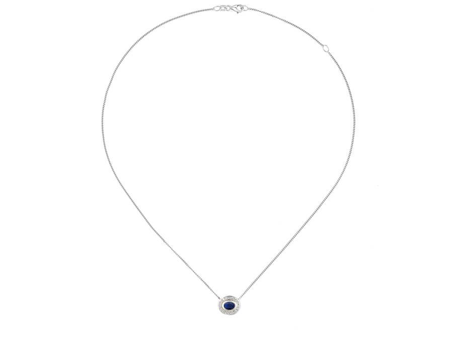 Sterling silver, sapphire and cubic zirconia necklace, Amore Jewellery