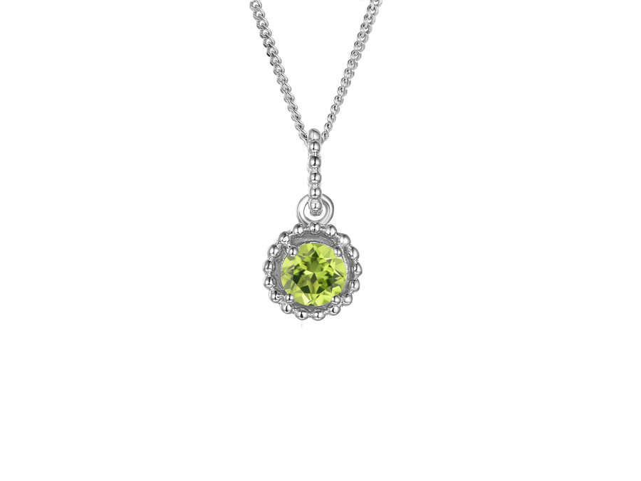 Peridot and Silver Pendant and Chain