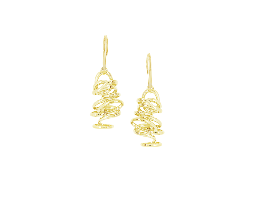 9ct yellow gold spiral drop earrings
