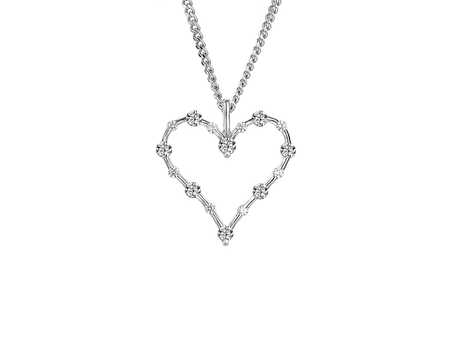 Sterling silver and cubic zirconia heart shaped necklace