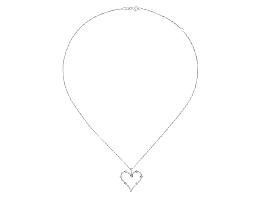 Sterling silver and cubic zirconia heart shaped necklace