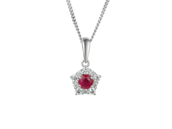 Sterling silver and ruby necklace