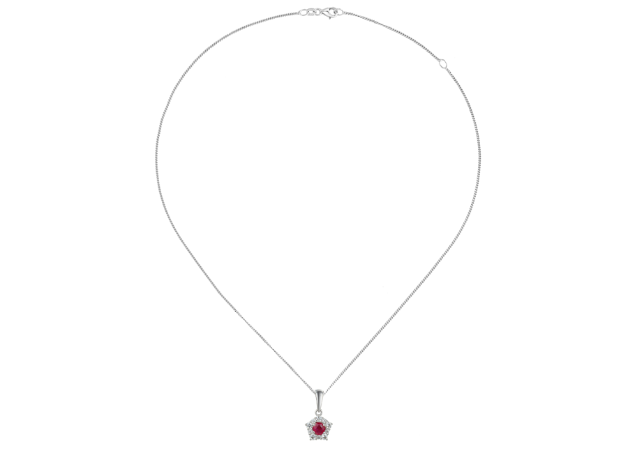 Sterling silver and ruby necklace