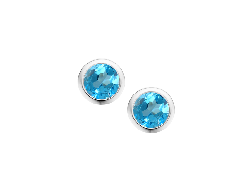 Blue topaz and sterling silver studs