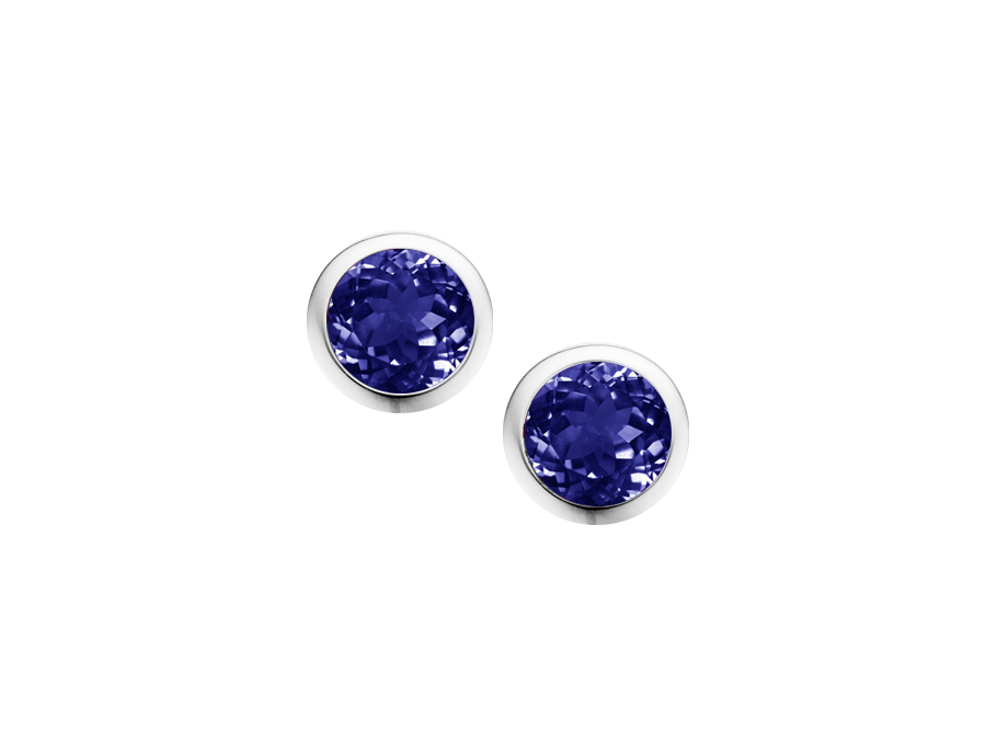 Iolite and sterling silver studs
