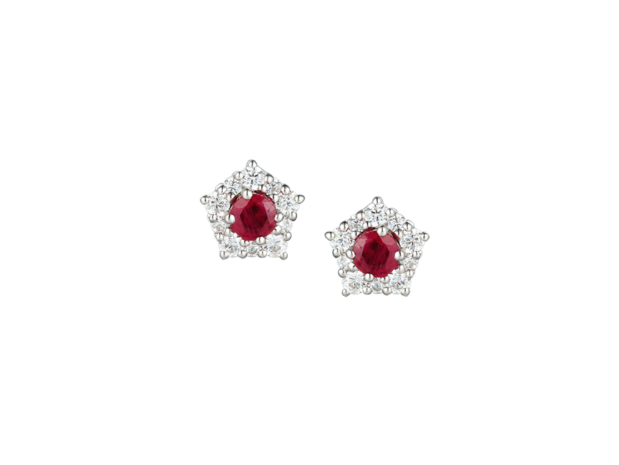 Ruby and sterling silver studs