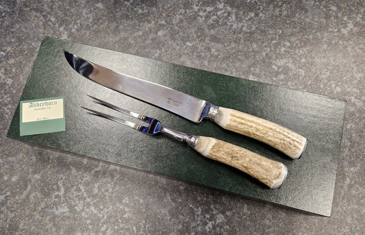Abbeyhorn Stag Antler Handle and stainless steel Carving Set