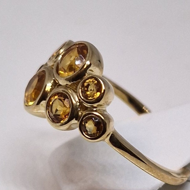 9ct yellow gold and citrine bubble ring