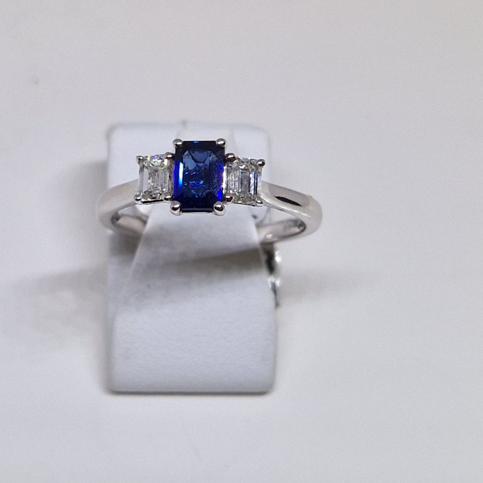 18ct White Gold Sapphire and Diamond Ring
