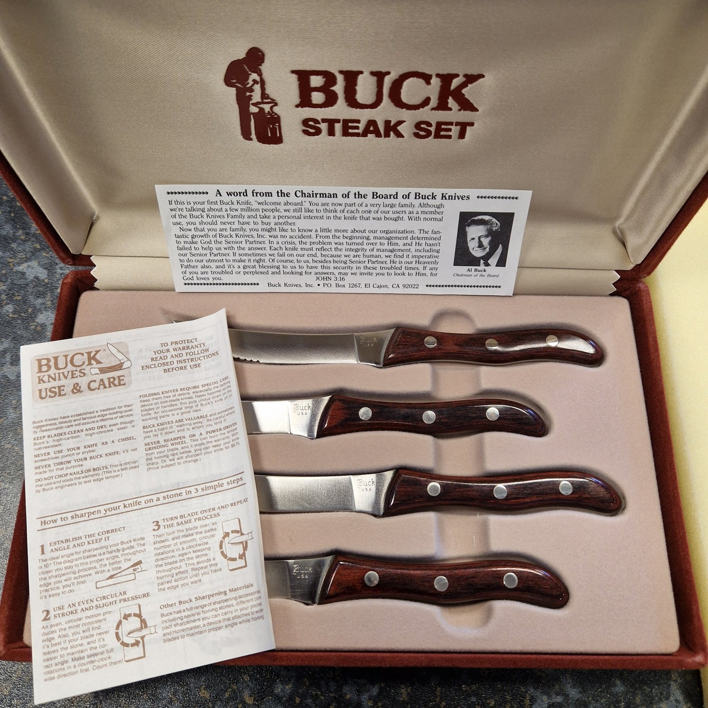 4 Piece Steak Knife Set Buck USA
