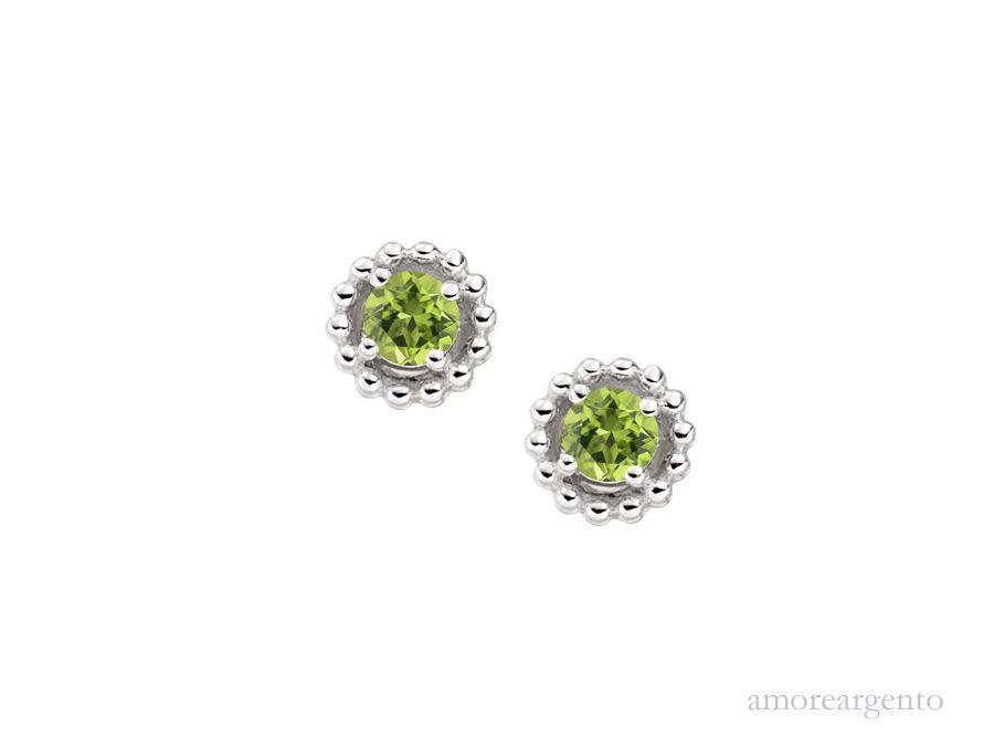 Peridot and Silver Stud Earrings