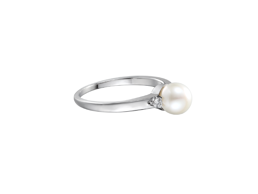 Sterling silver Full Moon Pearl Ring with CZ