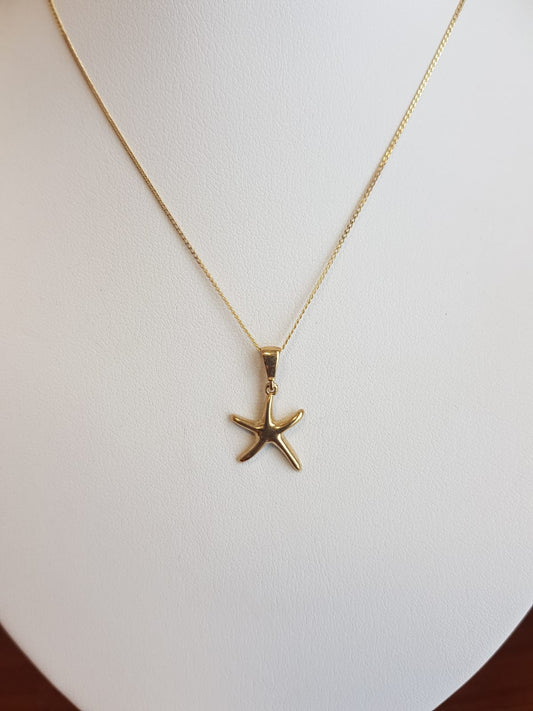 9ct Gold Starfish Pendant & Chain