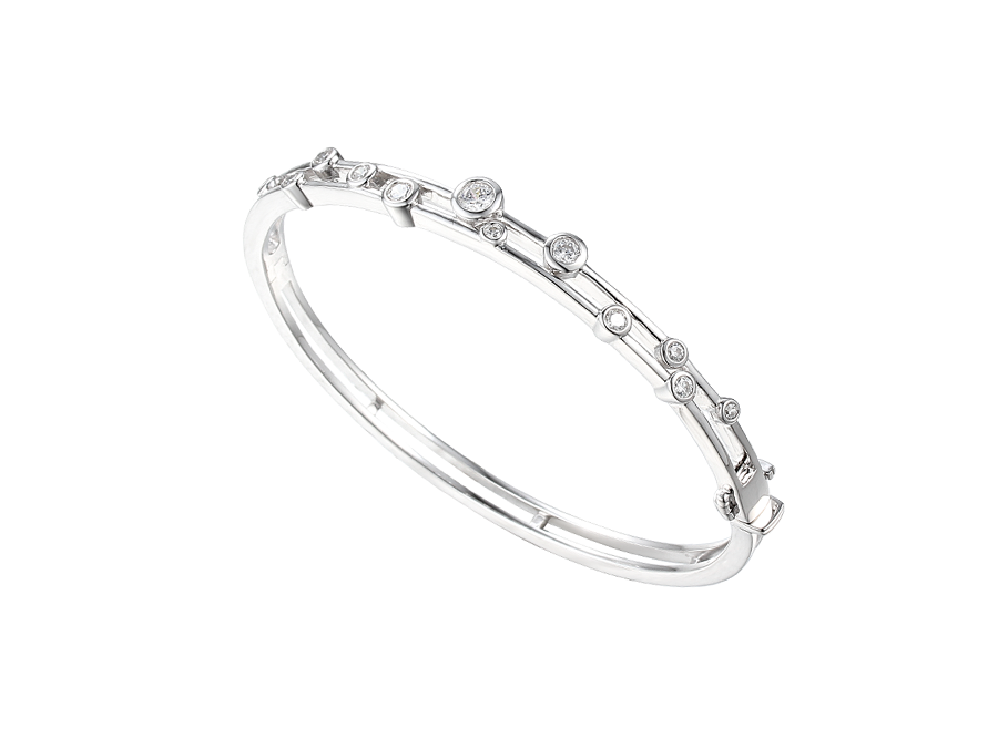 Cubic zirconia and sterling silver bangle