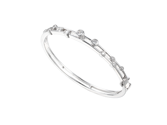 Cubic zirconia and sterling silver bangle