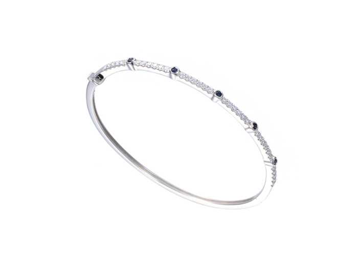 Sapphire, Cubic Zirconia and Silver Bangle