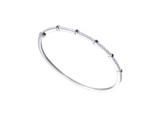 Sapphire, Cubic Zirconia and Silver Bangle
