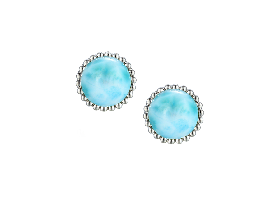 Sterling Silver Salsa Blue Larimar Stud Earrings