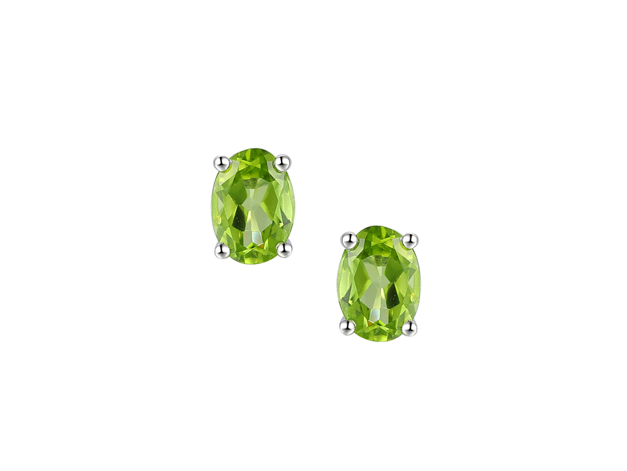 Peridot and Silver Stud Earrings