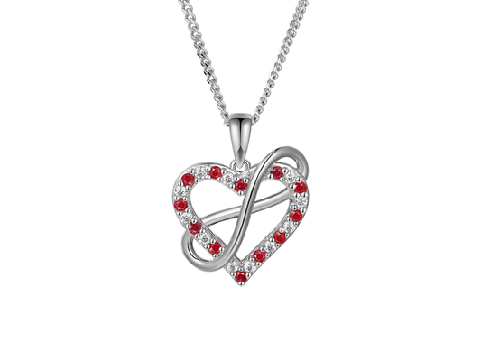 Ruby, Cubic Zirconia and Silver Infinity Necklace