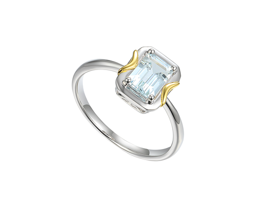 Sterling silver and Aquamarine ring square