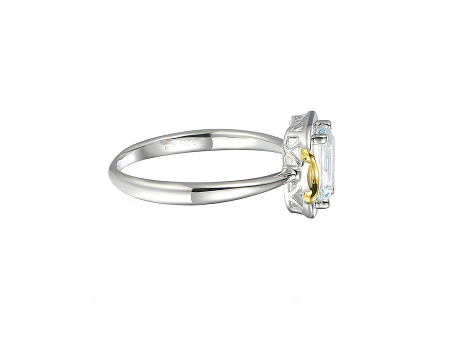 Sterling silver and Aquamarine ring square