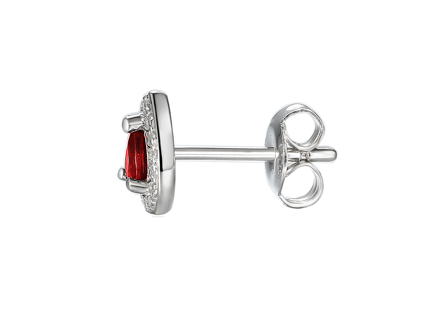 Sterling Silver,Ruby and Cubic Zirconia Earrings