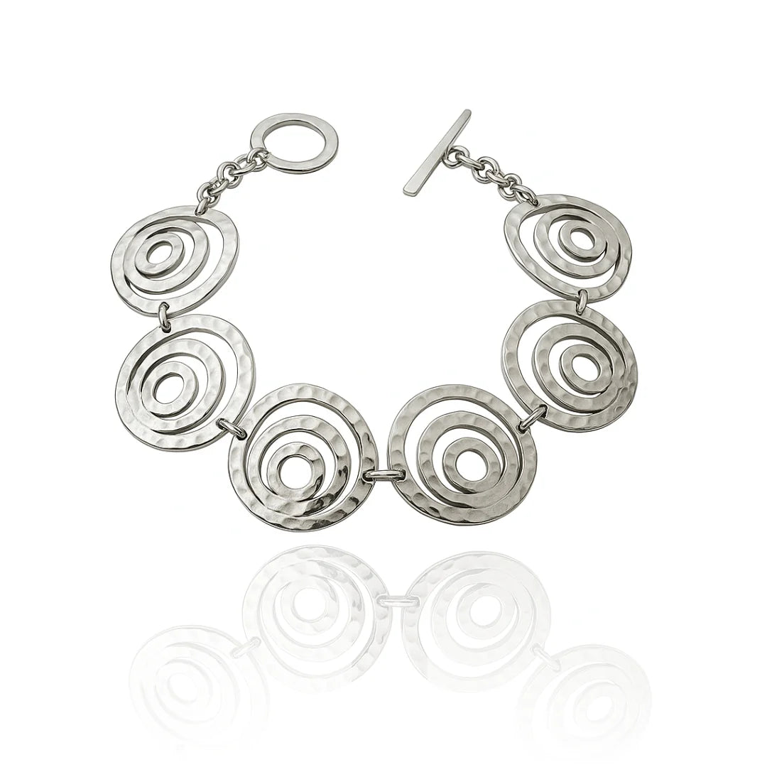 Sterling Silver Hammered Multi Circular Bracelet