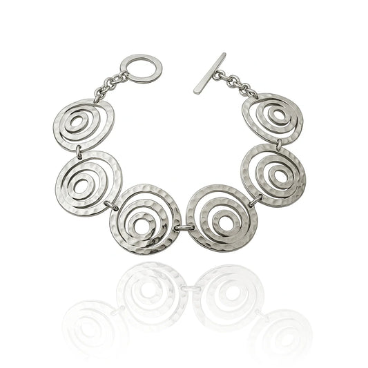 Sterling Silver Hammered Multi Circular Bracelet