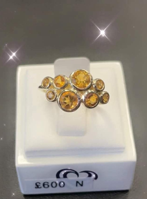 9ct yellow gold and citrine bubble ring