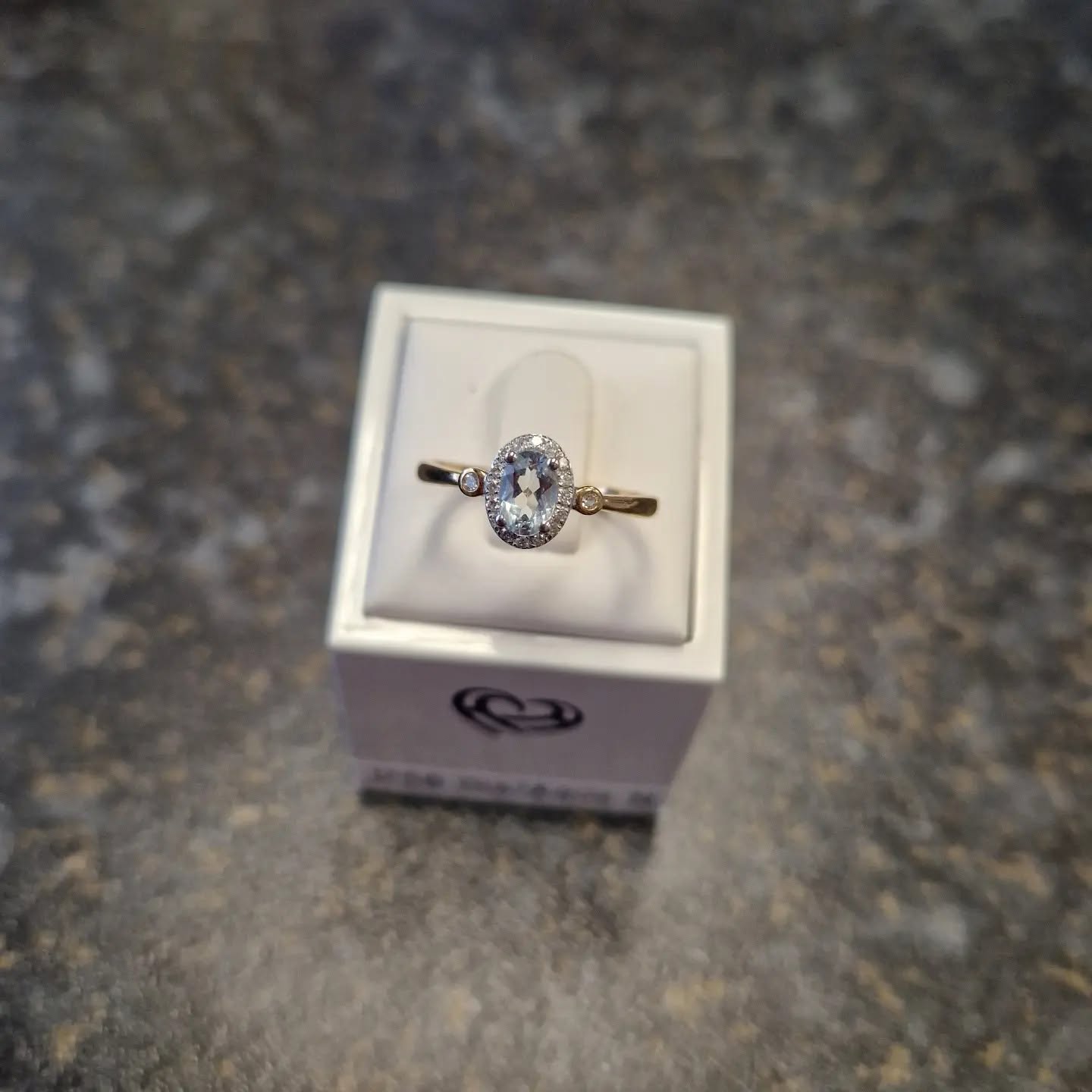 Sterling silver Aquamarine and CZ ring oval