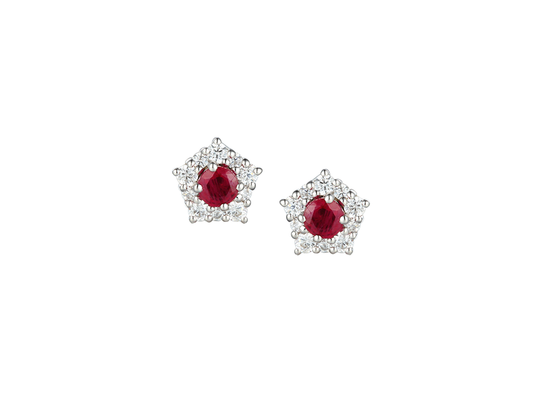 Ruby and sterling silver studs